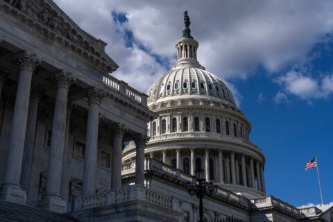 The U.S. Capitol is seen on the second day of the government shutdown, in Washington, Thursday, Oct. 2, 2025. 