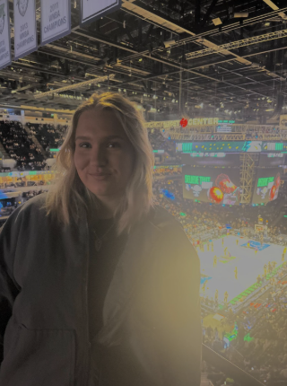 Photo by Mindy Vande Castle. Photo of Martta, Finnish exchange student, 
taken during a basketball game. 